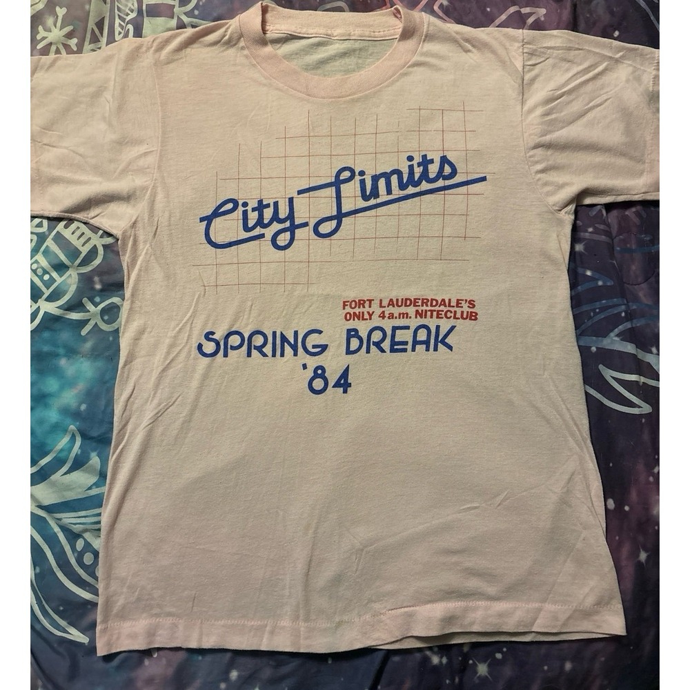 Authentic Vintage Single Stitch Spring Break '84 Light Pink Tee, Unsized, M?